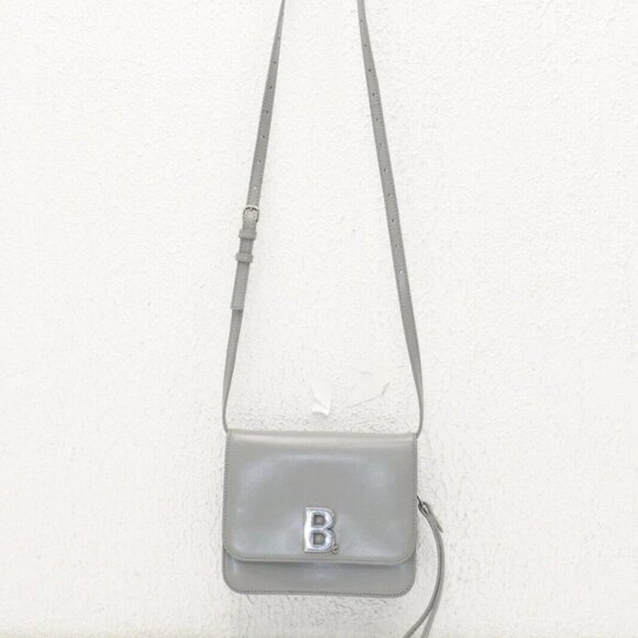 Balenciaga B Small Shiny Leather Handbag - Grey - Picture 1 of 15